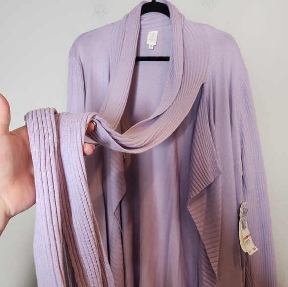 NWT Jones New York Angora Rabbit Hair Blend purple drape cardigan. 3X. - Picture 4 of 16